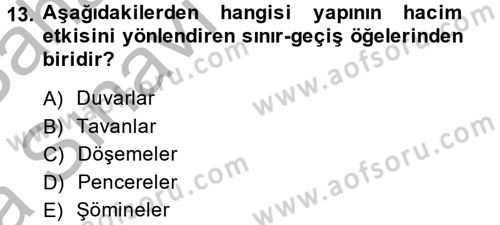 Konut Seçimi ve Düzenlenmesi Dersi 2013 - 2014 Yılı (Vize) Ara Sınav Soruları 13. Soru