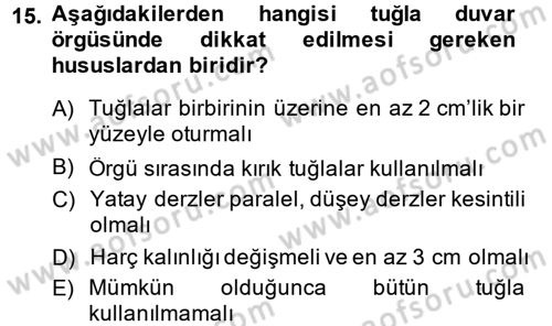 Konut Seçimi ve Düzenlenmesi Dersi 2013 - 2014 Yılı (Vize) Ara Sınav Soruları 15. Soru