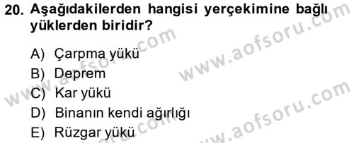 Konut Seçimi ve Düzenlenmesi Dersi 2013 - 2014 Yılı (Vize) Ara Sınav Soruları 20. Soru