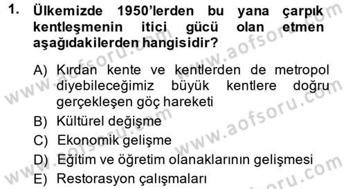 Konut Seçimi ve Düzenlenmesi Dersi 2013 - 2014 Yılı (Final) Dönem Sonu Sınav Soruları 1. Soru