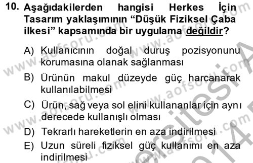 Konut Seçimi ve Düzenlenmesi Dersi 2013 - 2014 Yılı (Final) Dönem Sonu Sınav Soruları 10. Soru