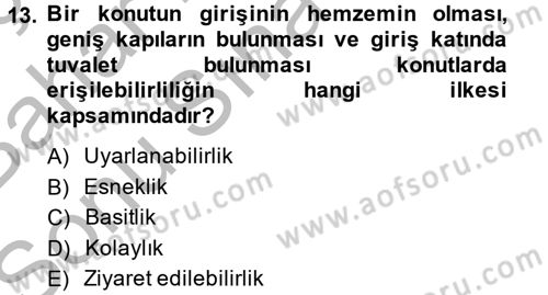 Konut Seçimi ve Düzenlenmesi Dersi 2013 - 2014 Yılı (Final) Dönem Sonu Sınav Soruları 13. Soru