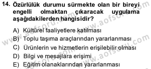 Konut Seçimi ve Düzenlenmesi Dersi 2013 - 2014 Yılı (Final) Dönem Sonu Sınav Soruları 14. Soru