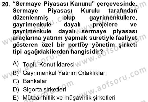 Konut Seçimi ve Düzenlenmesi Dersi 2013 - 2014 Yılı (Final) Dönem Sonu Sınav Soruları 20. Soru