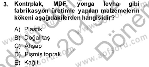 Konut Seçimi ve Düzenlenmesi Dersi 2013 - 2014 Yılı (Final) Dönem Sonu Sınav Soruları 3. Soru