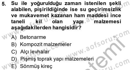 Konut Seçimi ve Düzenlenmesi Dersi 2013 - 2014 Yılı (Final) Dönem Sonu Sınav Soruları 5. Soru