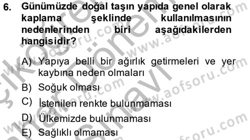 Konut Seçimi ve Düzenlenmesi Dersi 2013 - 2014 Yılı (Final) Dönem Sonu Sınav Soruları 6. Soru