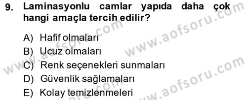 Konut Seçimi ve Düzenlenmesi Dersi 2013 - 2014 Yılı (Final) Dönem Sonu Sınav Soruları 9. Soru