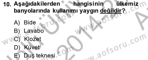 Konut Seçimi ve Düzenlenmesi Dersi 2014 - 2015 Yılı (Vize) Ara Sınav Soruları 10. Soru