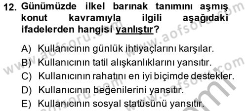 Konut Seçimi ve Düzenlenmesi Dersi 2014 - 2015 Yılı (Vize) Ara Sınav Soruları 12. Soru