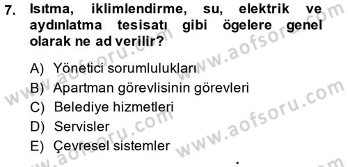 Konut Seçimi ve Düzenlenmesi Dersi 2014 - 2015 Yılı (Vize) Ara Sınav Soruları 7. Soru