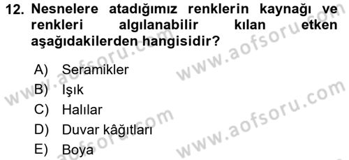 Konut Seçimi ve Düzenlenmesi Dersi 2015 - 2016 Yılı (Vize) Ara Sınav Soruları 12. Soru