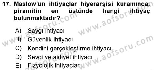 Konut Seçimi ve Düzenlenmesi Dersi 2015 - 2016 Yılı (Vize) Ara Sınav Soruları 17. Soru