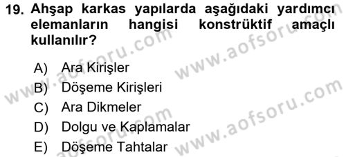 Konut Seçimi ve Düzenlenmesi Dersi 2015 - 2016 Yılı (Vize) Ara Sınav Soruları 19. Soru