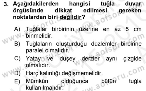 Konut Seçimi ve Düzenlenmesi Dersi 2015 - 2016 Yılı (Vize) Ara Sınav Soruları 3. Soru