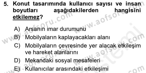 Konut Seçimi ve Düzenlenmesi Dersi 2015 - 2016 Yılı (Vize) Ara Sınav Soruları 5. Soru