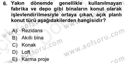 Konut Seçimi ve Düzenlenmesi Dersi 2015 - 2016 Yılı (Vize) Ara Sınav Soruları 6. Soru