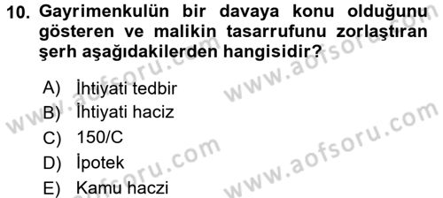 Konut Seçimi ve Düzenlenmesi Dersi 2015 - 2016 Yılı (Final) Dönem Sonu Sınav Soruları 10. Soru