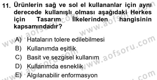Konut Seçimi ve Düzenlenmesi Dersi 2015 - 2016 Yılı (Final) Dönem Sonu Sınav Soruları 11. Soru