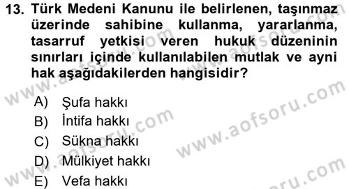 Konut Seçimi ve Düzenlenmesi Dersi 2015 - 2016 Yılı (Final) Dönem Sonu Sınav Soruları 13. Soru