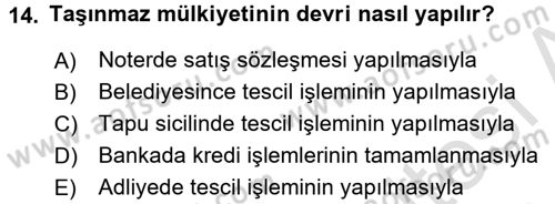 Konut Seçimi ve Düzenlenmesi Dersi 2015 - 2016 Yılı (Final) Dönem Sonu Sınav Soruları 14. Soru