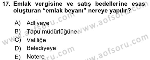 Konut Seçimi ve Düzenlenmesi Dersi 2015 - 2016 Yılı (Final) Dönem Sonu Sınav Soruları 17. Soru