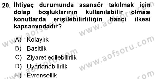 Konut Seçimi ve Düzenlenmesi Dersi 2015 - 2016 Yılı (Final) Dönem Sonu Sınav Soruları 20. Soru