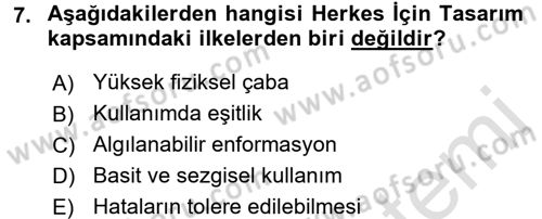 Konut Seçimi ve Düzenlenmesi Dersi 2015 - 2016 Yılı (Final) Dönem Sonu Sınav Soruları 7. Soru