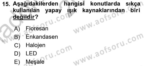 Konut Seçimi ve Düzenlenmesi Dersi 2016 - 2017 Yılı (Vize) Ara Sınav Soruları 15. Soru