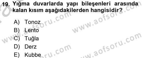 Konut Seçimi ve Düzenlenmesi Dersi 2016 - 2017 Yılı (Vize) Ara Sınav Soruları 19. Soru