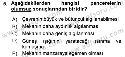 Konut Seçimi ve Düzenlenmesi Dersi 2016 - 2017 Yılı (Vize) Ara Sınav Soruları 5. Soru
