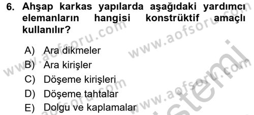 Konut Seçimi ve Düzenlenmesi Dersi 2016 - 2017 Yılı (Vize) Ara Sınav Soruları 6. Soru