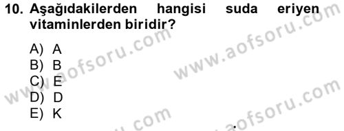 Genel Beslenme Dersi 2012 - 2013 Yılı (Final) Dönem Sonu Sınav Soruları 10. Soru