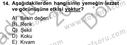 Genel Beslenme Dersi 2012 - 2013 Yılı (Final) Dönem Sonu Sınav Soruları 14. Soru