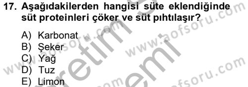 Genel Beslenme Dersi 2012 - 2013 Yılı (Final) Dönem Sonu Sınav Soruları 17. Soru