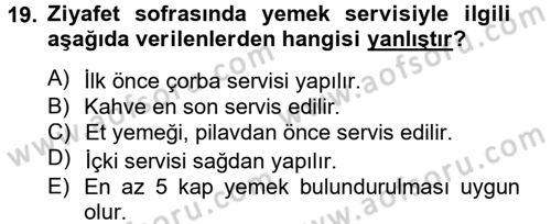 Genel Beslenme Dersi 2012 - 2013 Yılı (Final) Dönem Sonu Sınav Soruları 19. Soru