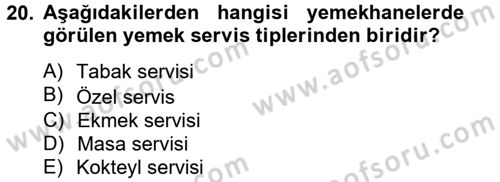 Genel Beslenme Dersi 2012 - 2013 Yılı (Final) Dönem Sonu Sınav Soruları 20. Soru