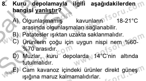 Genel Beslenme Dersi 2012 - 2013 Yılı (Final) Dönem Sonu Sınav Soruları 8. Soru