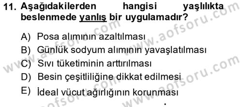 Genel Beslenme Dersi 2013 - 2014 Yılı (Final) Dönem Sonu Sınav Soruları 11. Soru