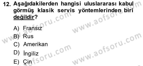 Genel Beslenme Dersi 2013 - 2014 Yılı (Final) Dönem Sonu Sınav Soruları 12. Soru