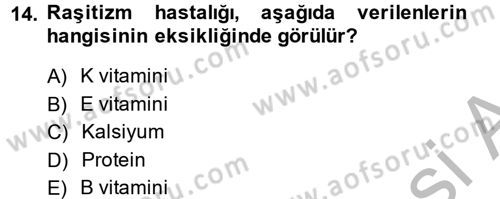 Genel Beslenme Dersi 2013 - 2014 Yılı (Final) Dönem Sonu Sınav Soruları 14. Soru