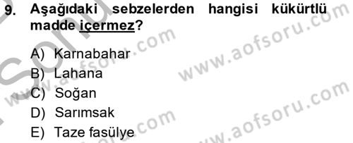 Genel Beslenme Dersi 2013 - 2014 Yılı (Final) Dönem Sonu Sınav Soruları 9. Soru