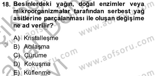 Genel Beslenme Dersi 2014 - 2015 Yılı (Vize) Ara Sınavı 18. Soru