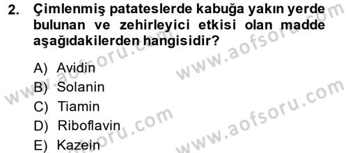 Genel Beslenme Dersi 2014 - 2015 Yılı (Final) Dönem Sonu Sınav Soruları 2. Soru