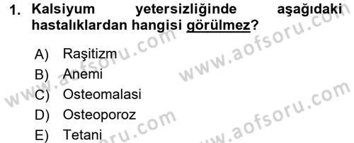 Genel Beslenme Dersi 2015 - 2016 Yılı (Vize) Ara Sınav Soruları 1. Soru