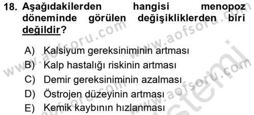 Genel Beslenme Dersi 2015 - 2016 Yılı (Final) Dönem Sonu Sınav Soruları 18. Soru