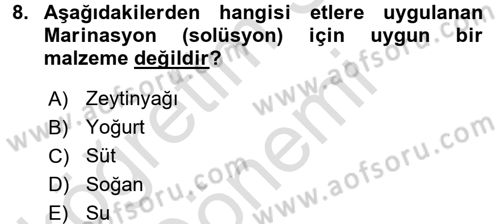 Genel Beslenme Dersi 2015 - 2016 Yılı (Final) Dönem Sonu Sınav Soruları 8. Soru