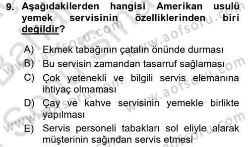 Genel Beslenme Dersi 2015 - 2016 Yılı (Final) Dönem Sonu Sınav Soruları 9. Soru