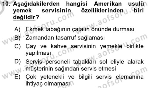 Genel Beslenme Dersi 2016 - 2017 Yılı 3 Ders Sınav Soruları 10. Soru