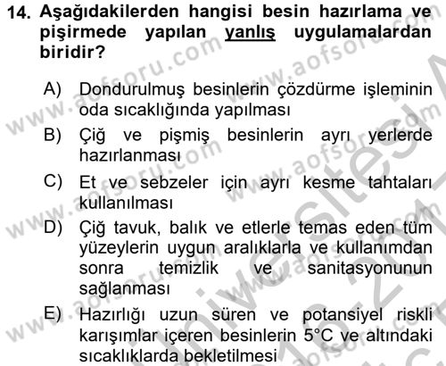 Genel Beslenme Dersi 2016 - 2017 Yılı 3 Ders Sınav Soruları 14. Soru